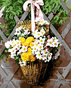 Розпис по номерах 40х50 КНО2097 Плетений кошик з квітами "Ідейка"