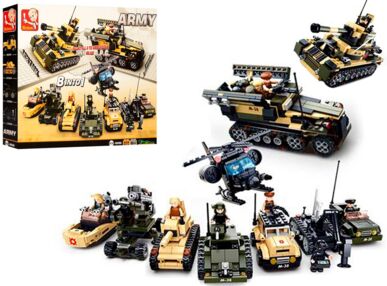 конструктор sluban армія 8 в 1 військова техніка фігурка 928 деталей m38-b0588
