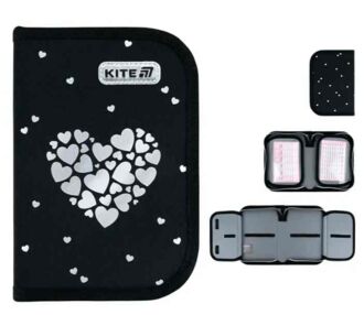 Пенал Kite K26-622-5 1від, 1 відв без наповнення Black&Silver