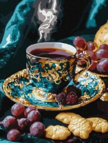 Розпис по номерах 30х40 КНО5714 Кава по-турецьки з фарбами металік "Ідейка"