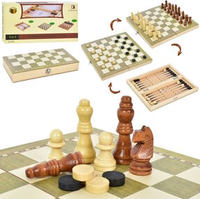 шахи деревяні 3 в 1 шахи шашки нарди tq09171