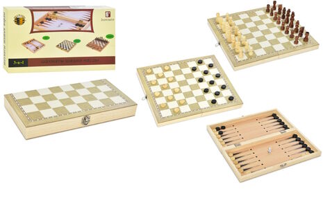 шахи дерев'яні 3 в 1 шахи шашки нарди tq09173