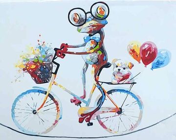 Розпис по номерах 40х50 GS078 Яскраве жабеня на велосипеді "Strateg"