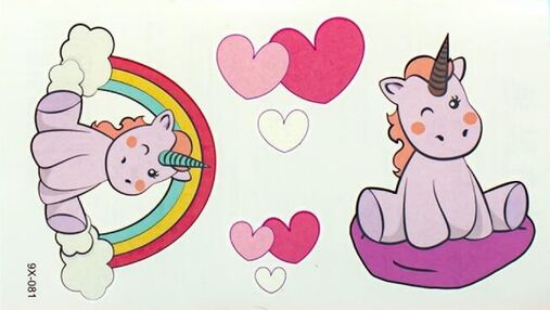 дитячі тату з блискітками єдинороги та серця 9x-081 дитячі тату з блискітками єдинороги та серця 9x-081