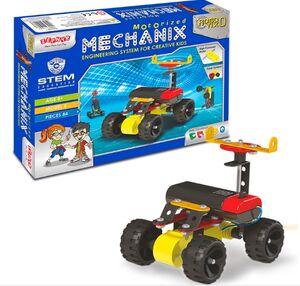 металевий конструктор з електромотором №0 84 елемента 5 моделей Robotix 01027