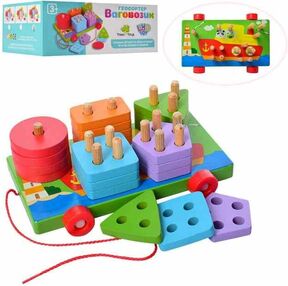 гра деревяна Геометрика каталка MD 1262