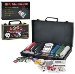 Гра настільна покер 300 фішек 2 колоди карт валіза XQ12114