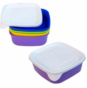 контейнер для їжі квадратний кольоровий з кришкою малюнком в асортименті