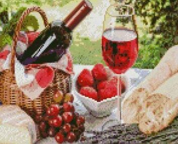 Алмазна мозаїка 30х40 KB048 Пікнік з вином "Strateg"