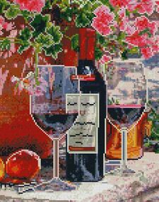 Алмазна мозаїка 30х40 KB061 Червоне вино в бокалах "Strateg"