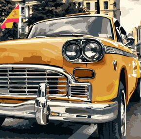 Розпис по номерах 40х40 SK005 Жовта ретро машина "Strateg"