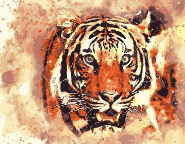 Розпис по номерах 40х50 DY128 Вогняний тигр "Strateg"