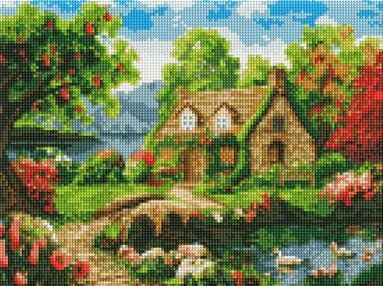 Алмазна мозаїка 30х40 АМО7549 Квітучий будиночок "Ідейка"