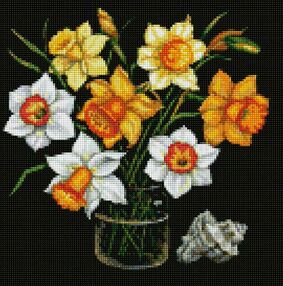 Алмазна мозаїка 40х40 АМО7590 Сонячні нарциси "Ідейка"