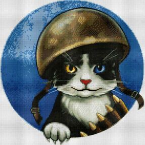 Алмазна мозаїка 40х40 АМО7591 Войовничий котик "Ідейка"