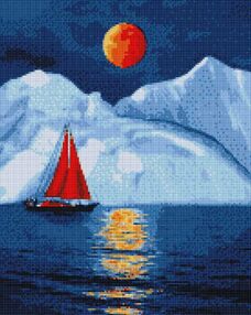 Алмазна мозаїка 40х50 АМО7215 Червоний вітрильник "Ідейка"