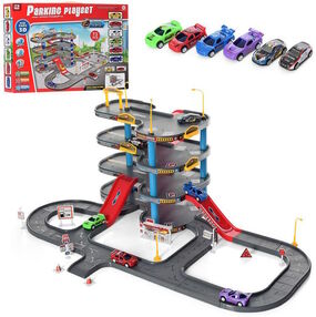 гараж 4 поверхи машинки 6 штук дорожні знаки 73 предмети P31