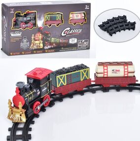 Залізниця локомотив вагон 2 штуки дим музичний 11 елементів  2055-3