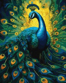 Розпис по номерах 40х50 КНО6578 Витончений павич "Ідейка"