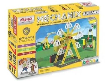 металевий конструктор з електромотором атракціони 205 елементів 7 моделей Mechanix 01076