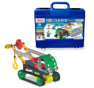 металевий конструктор з електромотором у пластиковому кейсі №2 166 елементів 8 моделей Robotix 01073