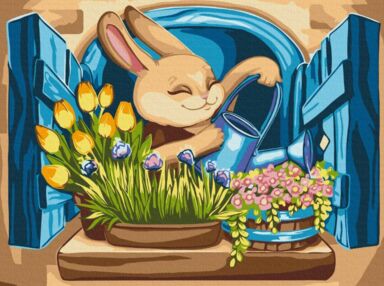 Розпис по номерах 30х40 KBS0139 Зайчик флорист brushme Брашми