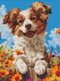 Алмазна мозаїка б/підрамн 30х40 АМС8022 Собака у квітках "Ідейка"