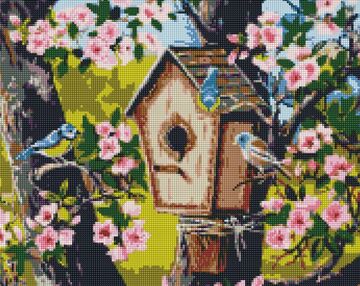 Алмазна мозаїка б/підрамн 40х50 АМС7677 Новосілля для пташок  "Ідейка"