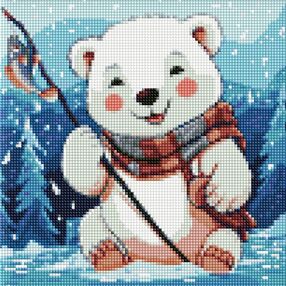 Алмазна мозаїка б/підрамн 30х30 АМС7785 Зимова рибалка з стразами "Ідейка"