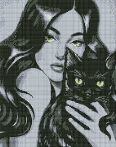 Алмазна мозаїка 40х50 АМО7697 Чорний пухнастик "Ідейка"