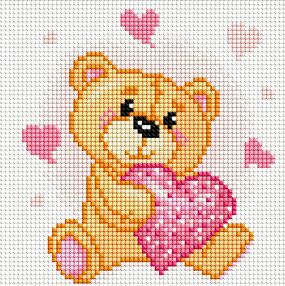 Алмазна мозаїка б/підрамн 20х20 АМС7758 Маленький ведмедик з стразами "Ідейка"