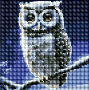 Алмазна мозаїка б/підрамн 20х20 АМС7763 Лісова совушка з стразами "Ідейка"