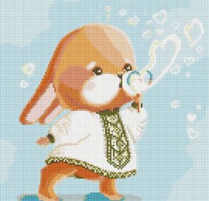 Алмазна мозаїка 40х40 АМО7582 Зайчик у вишиванці "Ідейка"