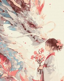 Розпис по номерах 40х50 BS54083 Дівчинка та її дракон brushme Брашми