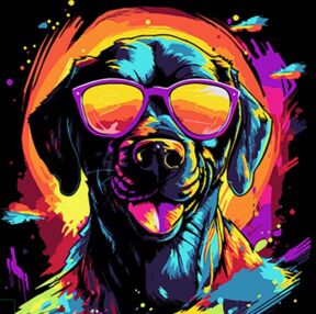 Розпис по номерах 30х30 SH3030-15 Яскравий вірний друг на чорному фоні "Strateg"