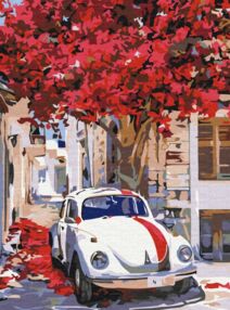 Розпис по номерах 40х50 BS52310 Авто на квітучій вулиці brushme Брашмі