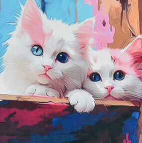 Алмазна мозаїка 30х30 HEE16305 Сім'я біленьких котиків "Strateg"