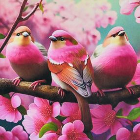 Алмазна мозаїка 30х30 HEE16350 Квітуча симфонія птахів "Strateg"