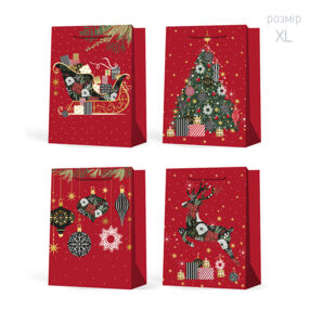 подарунковий пакет паперовий 31 х 42 х 12 см Новорічний в асортименті 5381 97-55