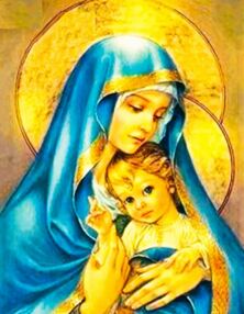 Алмазна мозаїка 30х40 Ікона Богородиця з Ісусом XQB75445