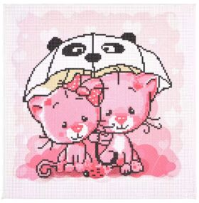 Вишивка хрестиком 30х30 AX-309 Котики під парасолькою "Strateg"