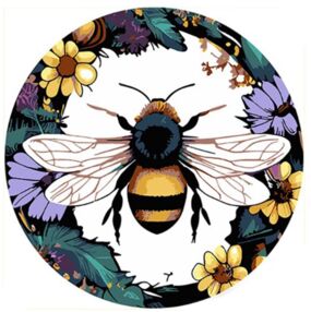 Розпис по номерах на вінілі 30х30 GP-7 Політ бджоли над квітами "Strateg"