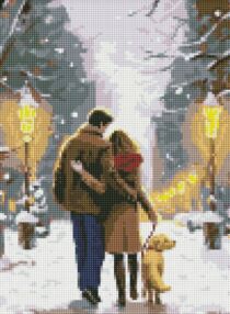 Алмазна мозаїка б/підрамн 30х40 АМС7821 Сіменйна прогулянка з АВ стразами "Ідейка"