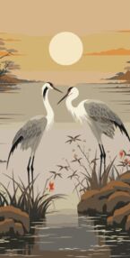 Розпис по номерах 40х80 11553-АС Сірі журавлі "Art Craft" арт крафт