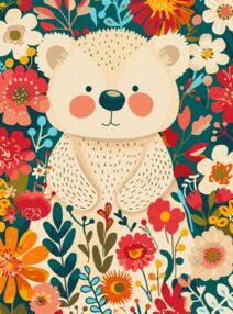 Розпис по номерах 30х40 КBS0159 Ведмедик в квітах brushme Брашми