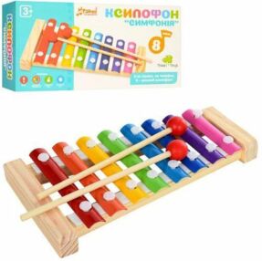 гра деревяна Ксилофон 8 тонів 2 палички в асортименті md 1163