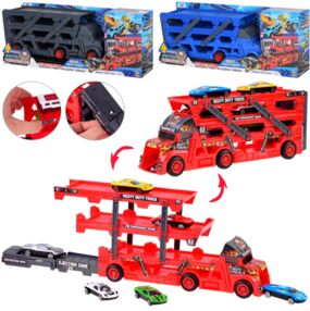 Трейлер 29,5 см розкладається машинки металеві 6 штук 3 кольори K180A10