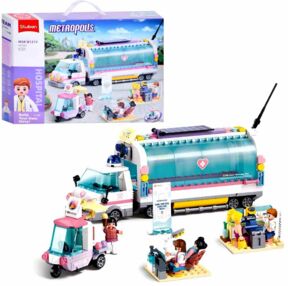 Конструктор Sluban Рожева серія лікарня на колесах кафе-морозиво фігурки 469 деталей М38-В1215