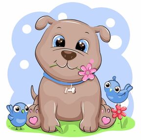 Розпис по номерах 30х30 ES-0845 Собаченя з птахами "Strateg"