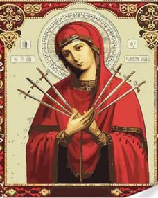 Розпис по номерах 30х40 SS-1097 Семистрільна ікона Божої Матері "Strateg"
